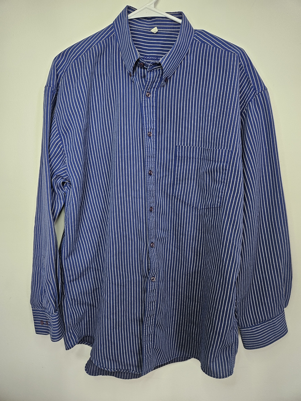 Maestro Men's Blue Striped Long Sleeve Button Down Dress Shirt Size L 16.5 🔥